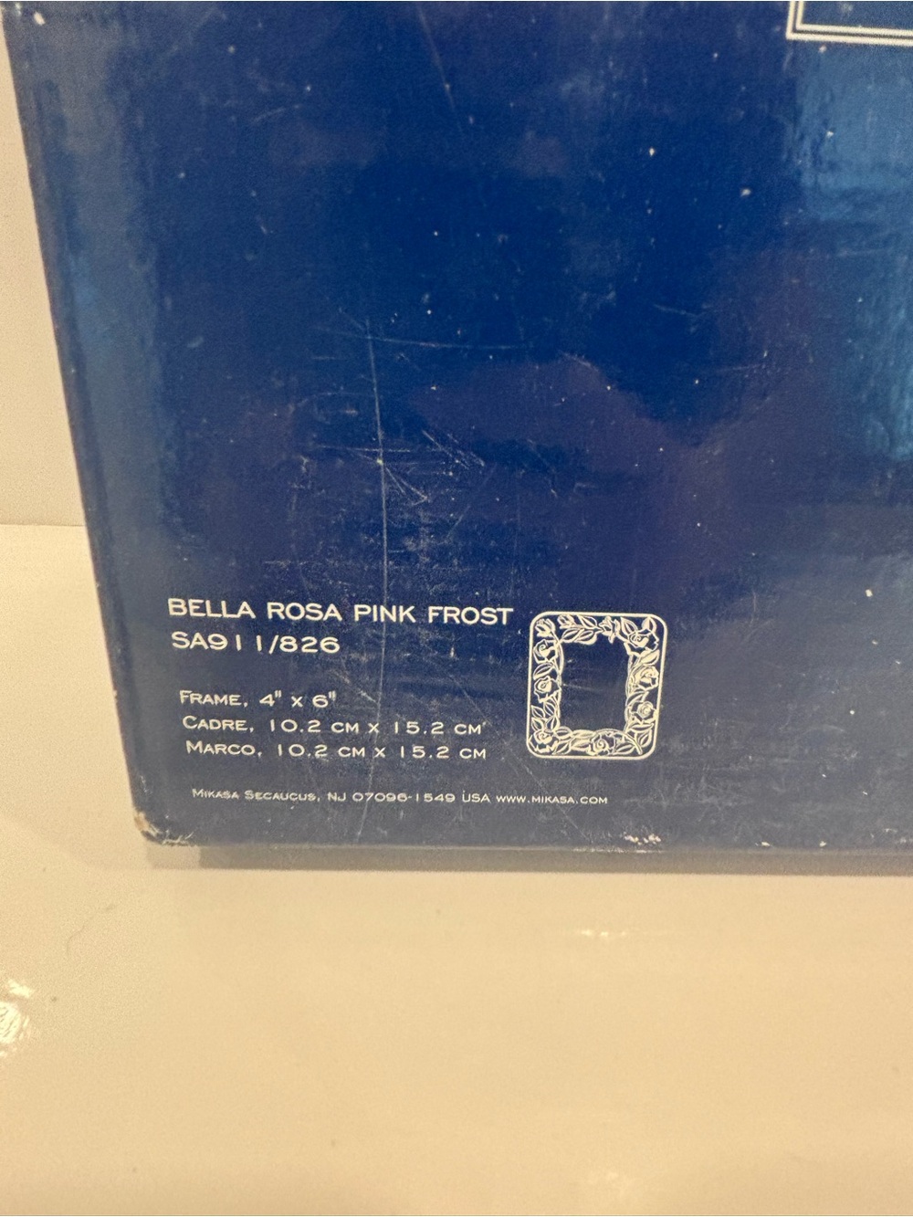Vintage mikasa Bella Rosa pink frost 4x6 art glass picture frame sa911/826 w box - Picture 3 of 8